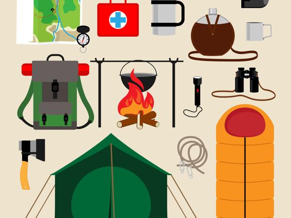 Camping equipment icons