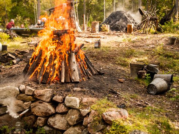 Burning tar pile