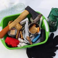 Emergency survival kit in snow