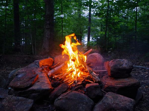 Campfire in Adirondack Mountains