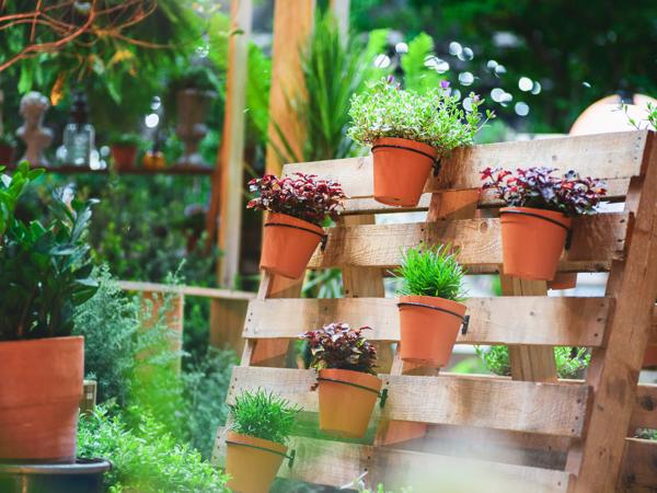 recycled pallet flower pots